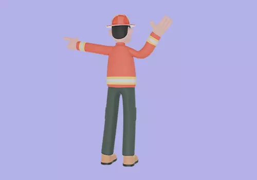 Stylized 3D Male Firefighter - Command Pose Pointing Side 3D model_4
