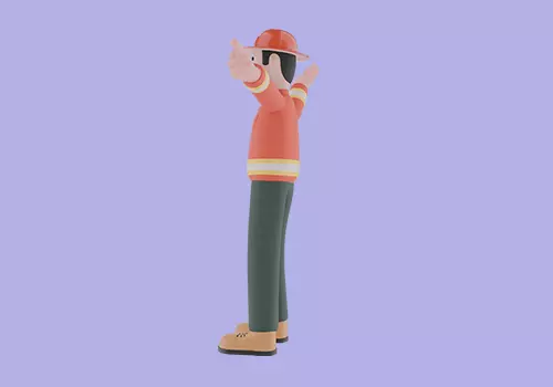 Stylized 3D Male Firefighter - Command Pose Pointing Side 3D model_3