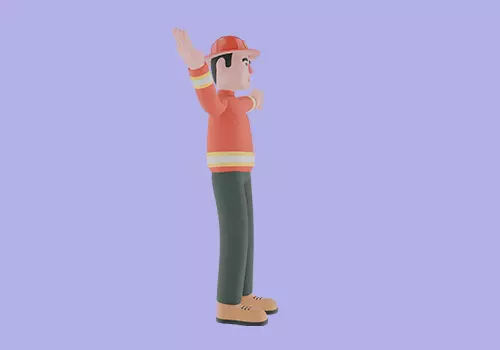 Stylized 3D Male Firefighter - Command Pose Pointing Side 3D model_5
