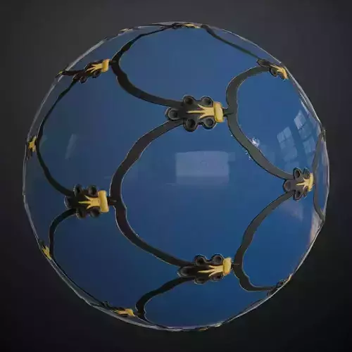 Blue and Black Decorative Glass Pattern Transparent PBR Seamless