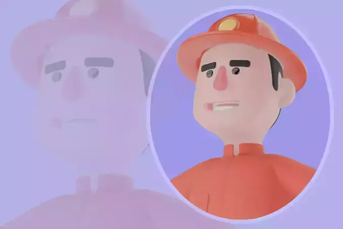 Stylized 3D Male Firefighter - Confident Hands on Waist Pose