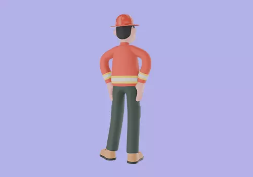 Stylized 3D Male Firefighter - Confident Hands on Waist Pose 3D model_4