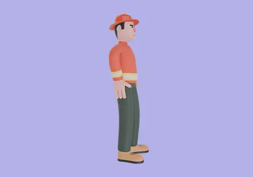 Stylized 3D Male Firefighter - Confident Hands on Waist Pose 3D model_5