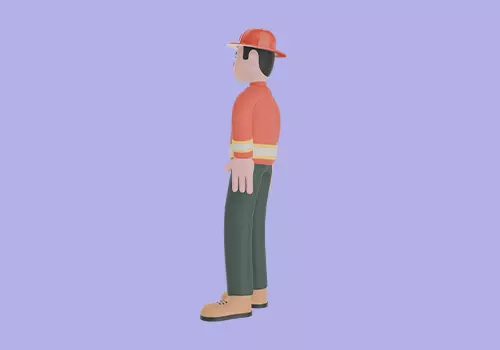 Stylized 3D Male Firefighter - Confident Hands on Waist Pose 3D model_3