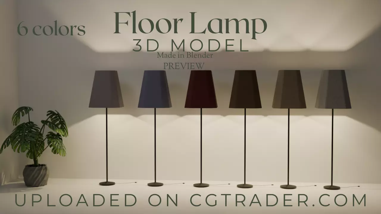 Beautiful and Casual Floor Lamp 3D Model  Multi Color Variants Low-poly 3D model_0