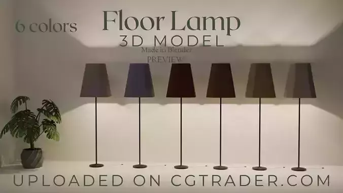 Beautiful and Casual Floor Lamp 3D Model  Multi Color Variants
