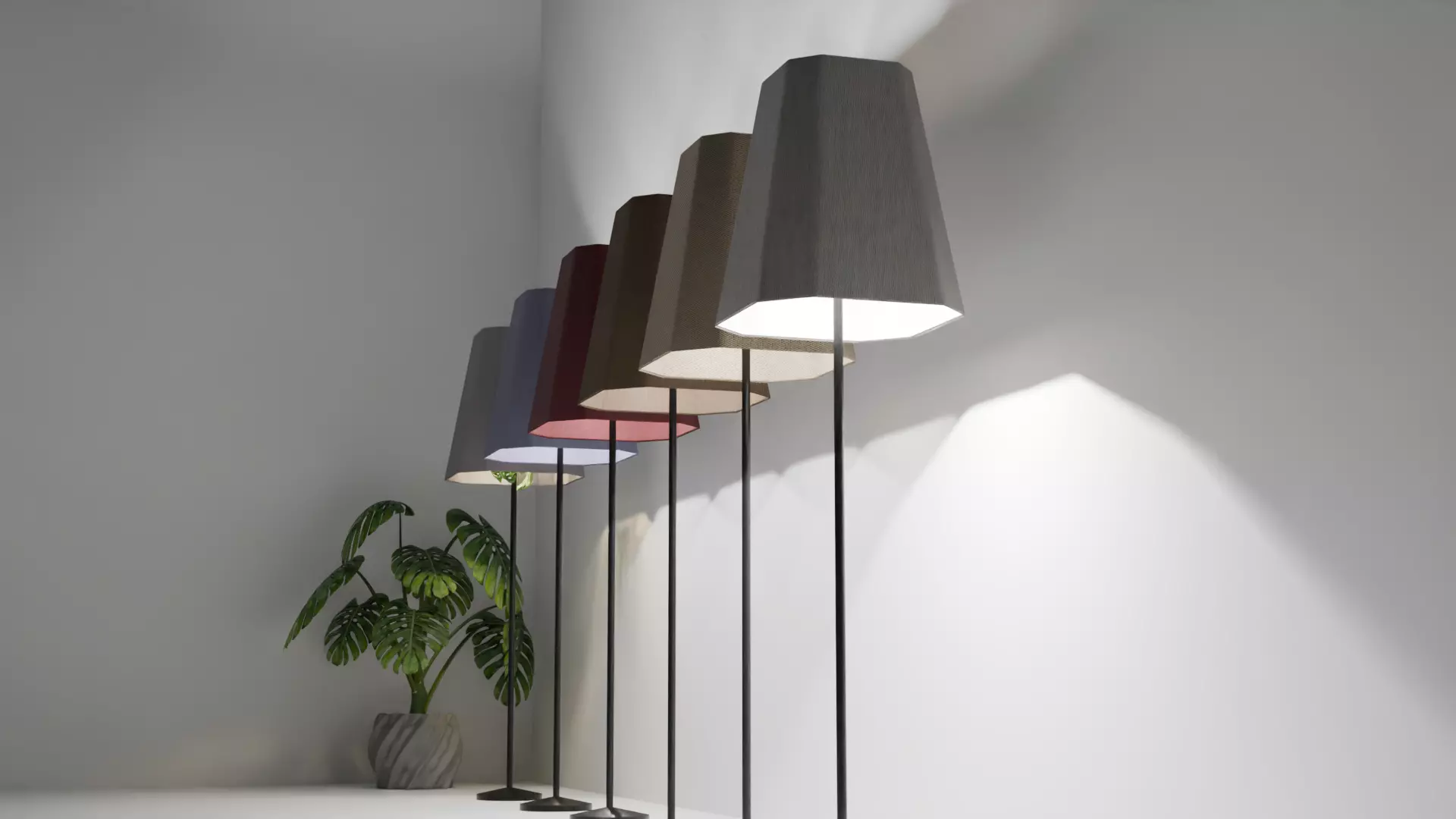 Beautiful and Casual Floor Lamp 3D Model  Multi Color Variants Low-poly 3D model_4