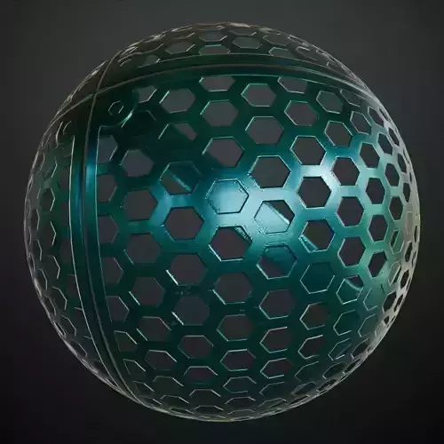 Cyan Hexagonal Perforated Metal Grill Transparent PBR Seamless