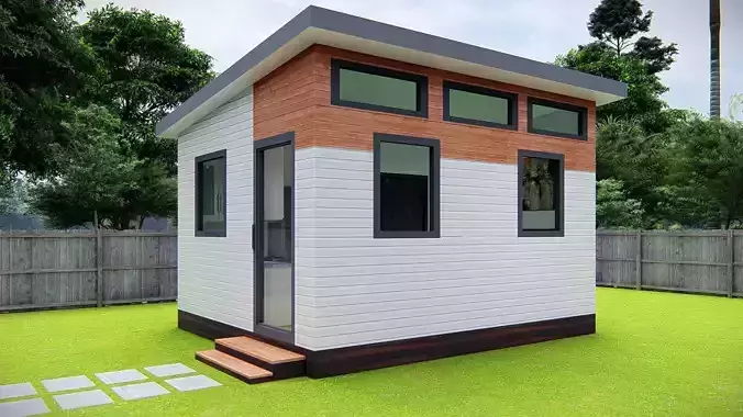 Small Tiny American House 3D Model Modern Minimal design