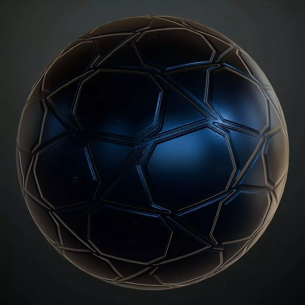 Blue and Black Glossy Geometric Metal Plate PBR Seamless Texture_0