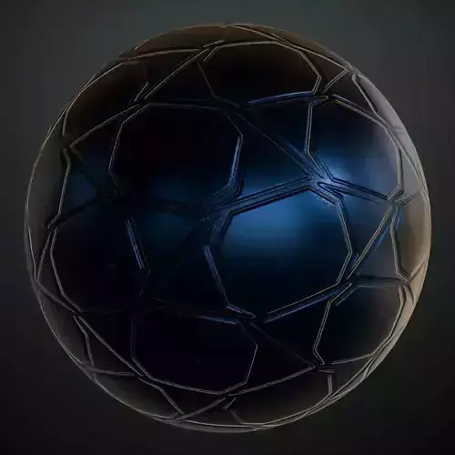 Blue and Black Glossy Geometric Metal Plate PBR Seamless