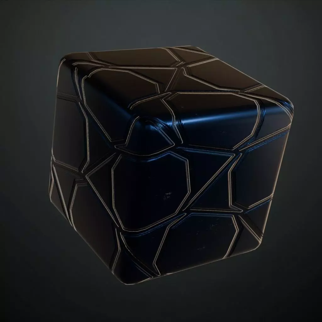 Blue and Black Glossy Geometric Metal Plate PBR Seamless Texture_4