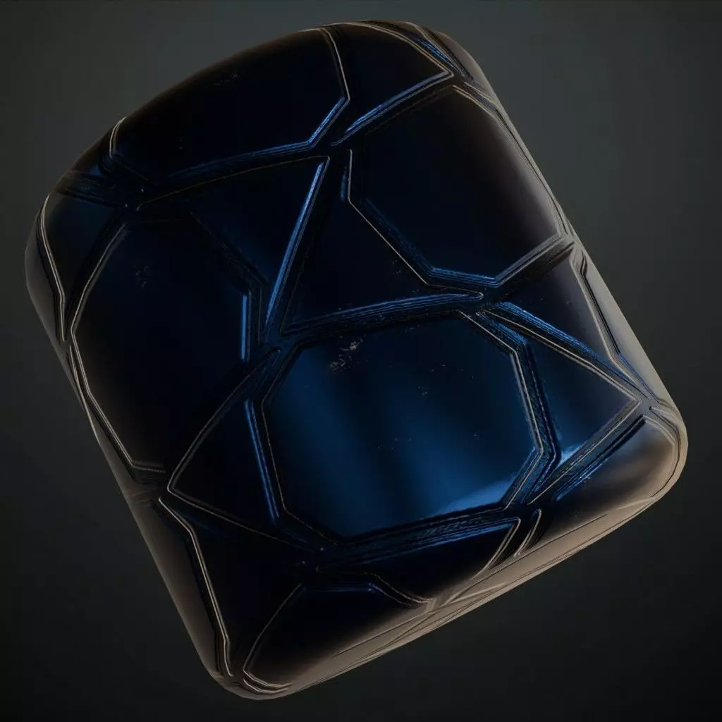 Blue and Black Glossy Geometric Metal Plate PBR Seamless Texture_1