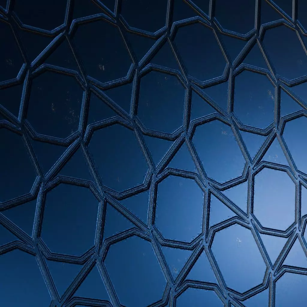 Blue and Black Glossy Geometric Metal Plate PBR Seamless Texture_3