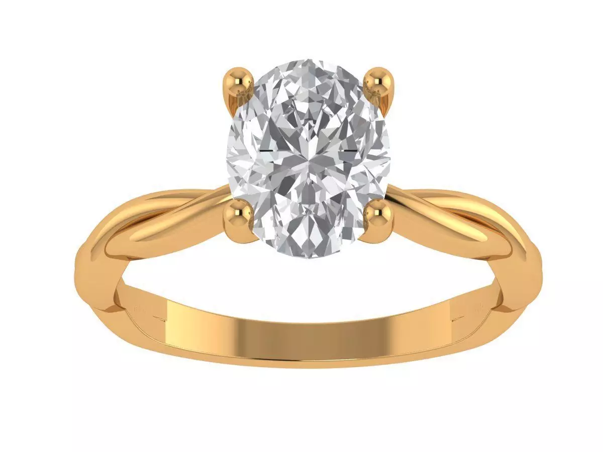 Oval Solitaire Ring 3D print model_4