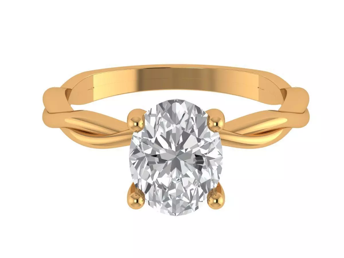 Oval Solitaire Ring 3D print model_0