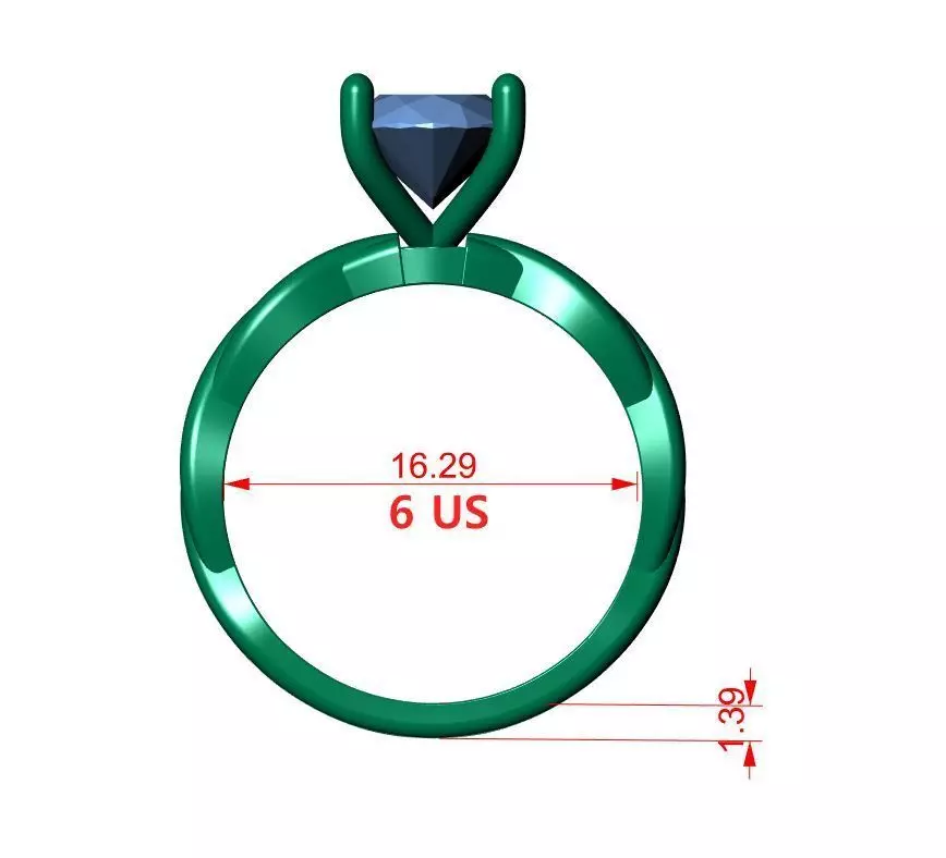 Oval Solitaire Ring 3D print model_14