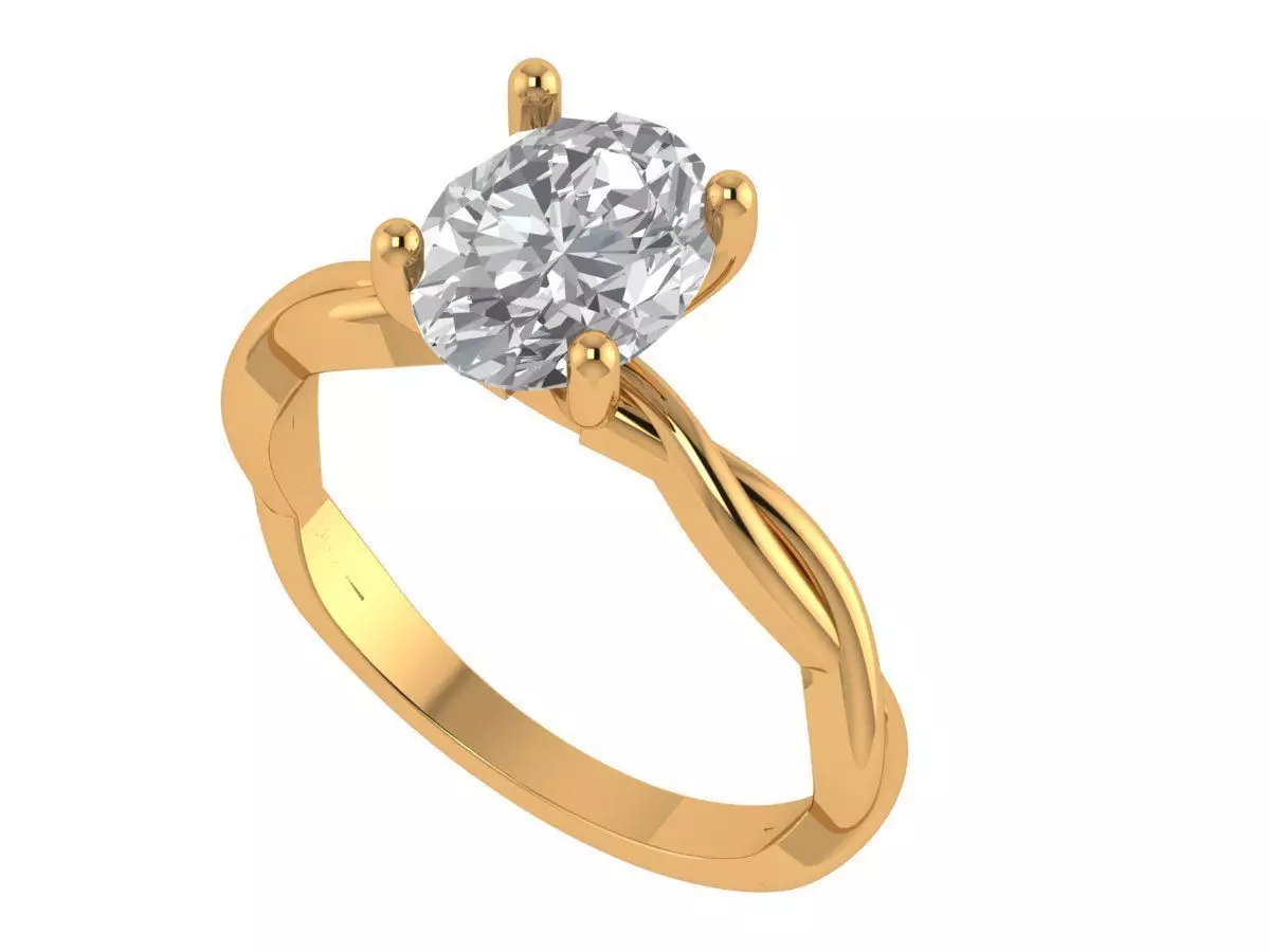 Oval Solitaire Ring 3D print model_3
