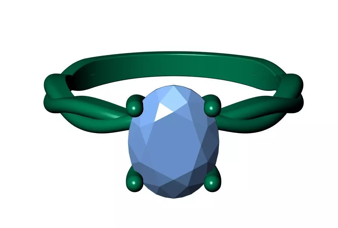 Oval Solitaire Ring 3D print model_12