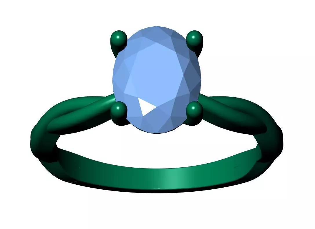 Oval Solitaire Ring 3D print model_13