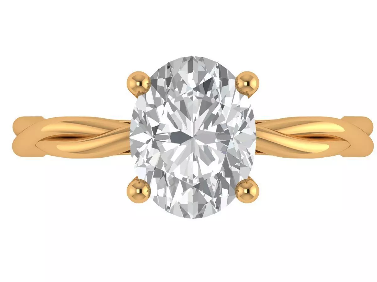 Oval Solitaire Ring 3D print model_1