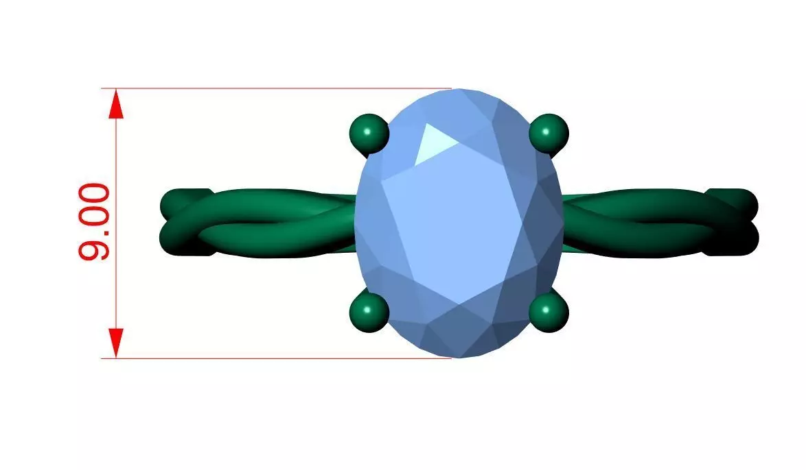 Oval Solitaire Ring 3D print model_11