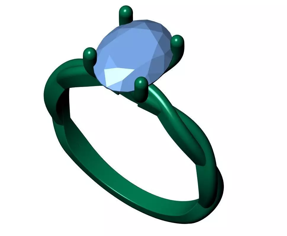 Oval Solitaire Ring 3D print model_8