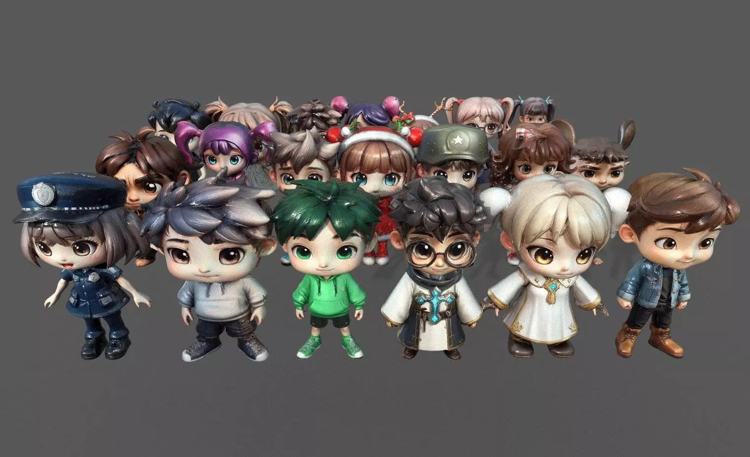 Chibi Adventure Heroes Pack 3 Low-poly 3D model_0