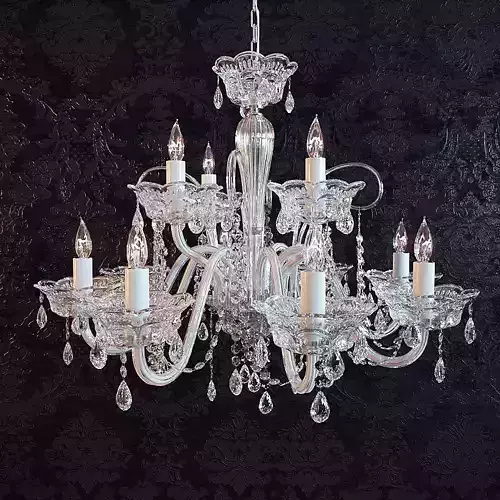 Chandelier with crystals hanging from it 3D model