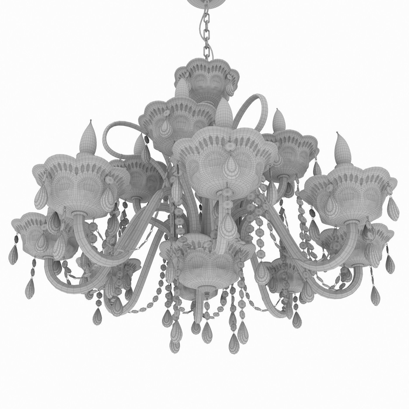 Chandelier with crystals hanging from it 3D model_3