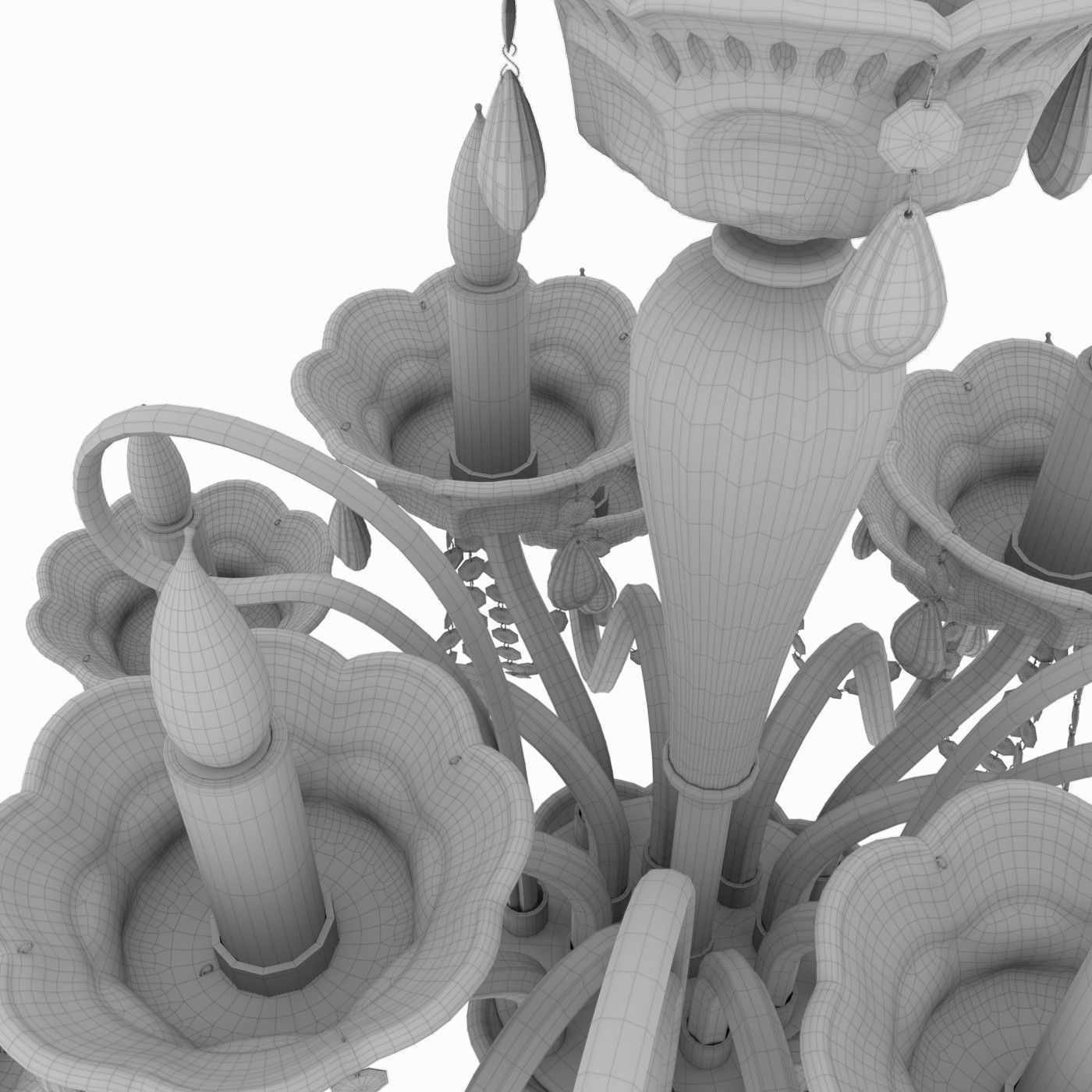 Chandelier with crystals hanging from it 3D model_4