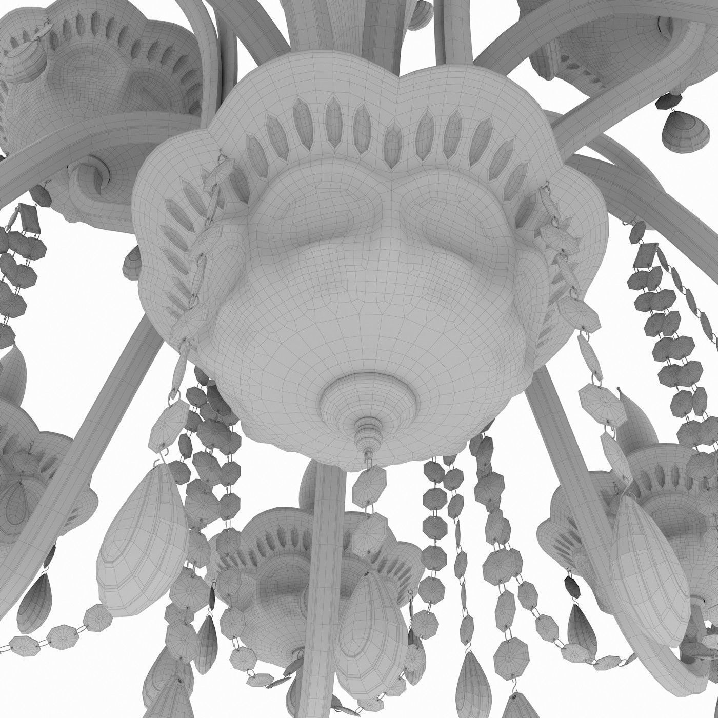 Chandelier with crystals hanging from it 3D model_5
