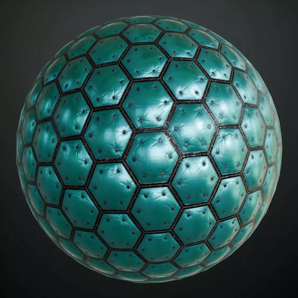 Distressed Hexagonal Tiled Blue and Black Metal PBR Seamless Texture_0