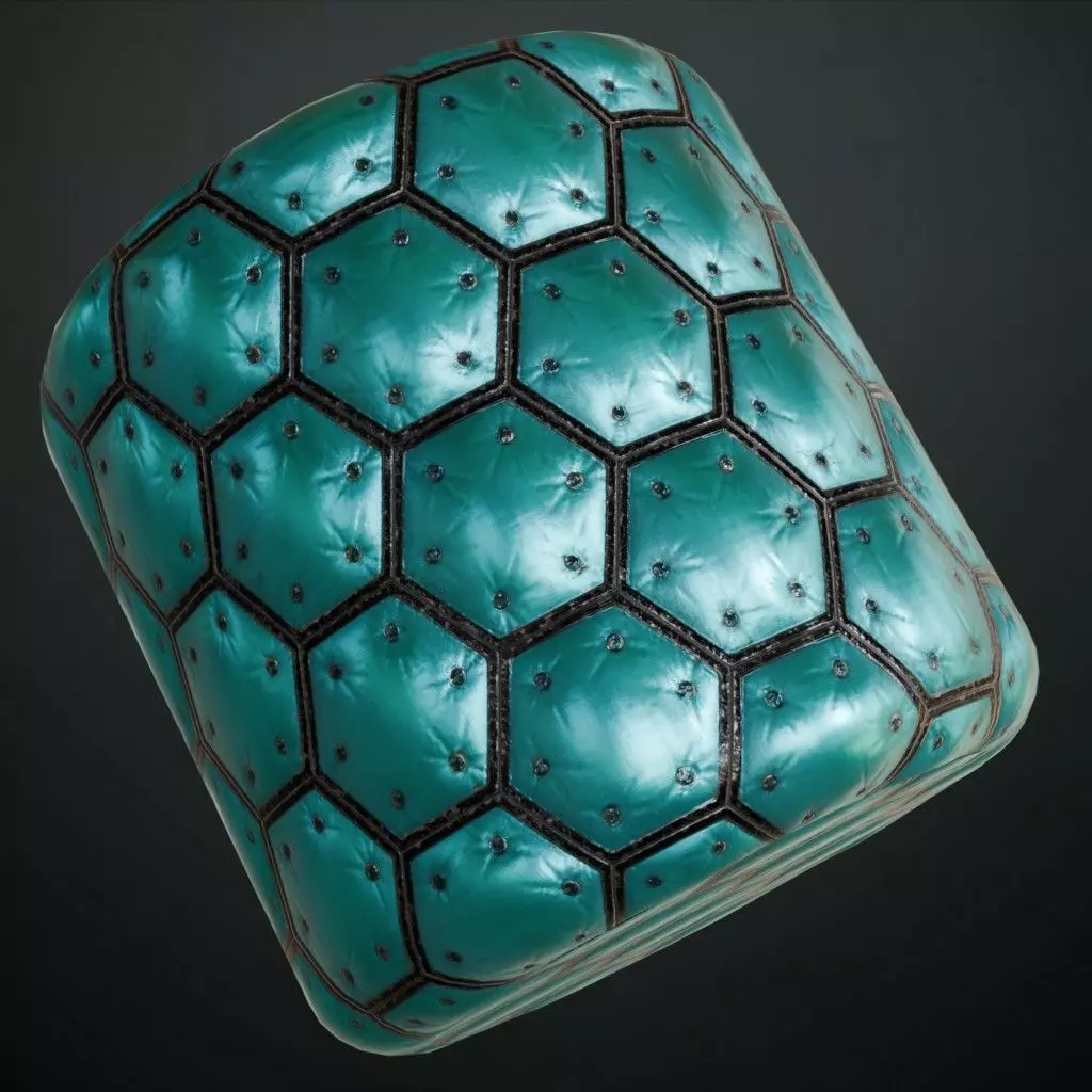 Distressed Hexagonal Tiled Blue and Black Metal PBR Seamless Texture_1