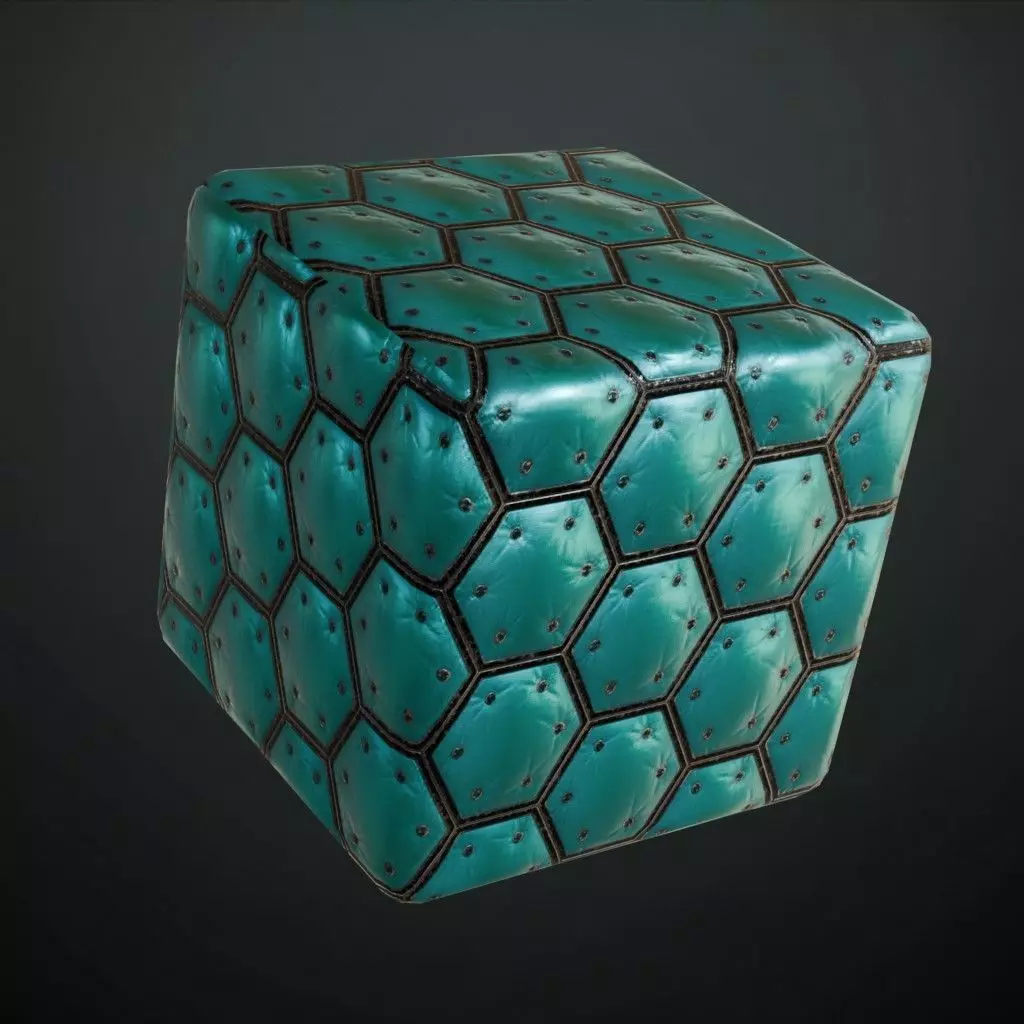 Distressed Hexagonal Tiled Blue and Black Metal PBR Seamless Texture_4