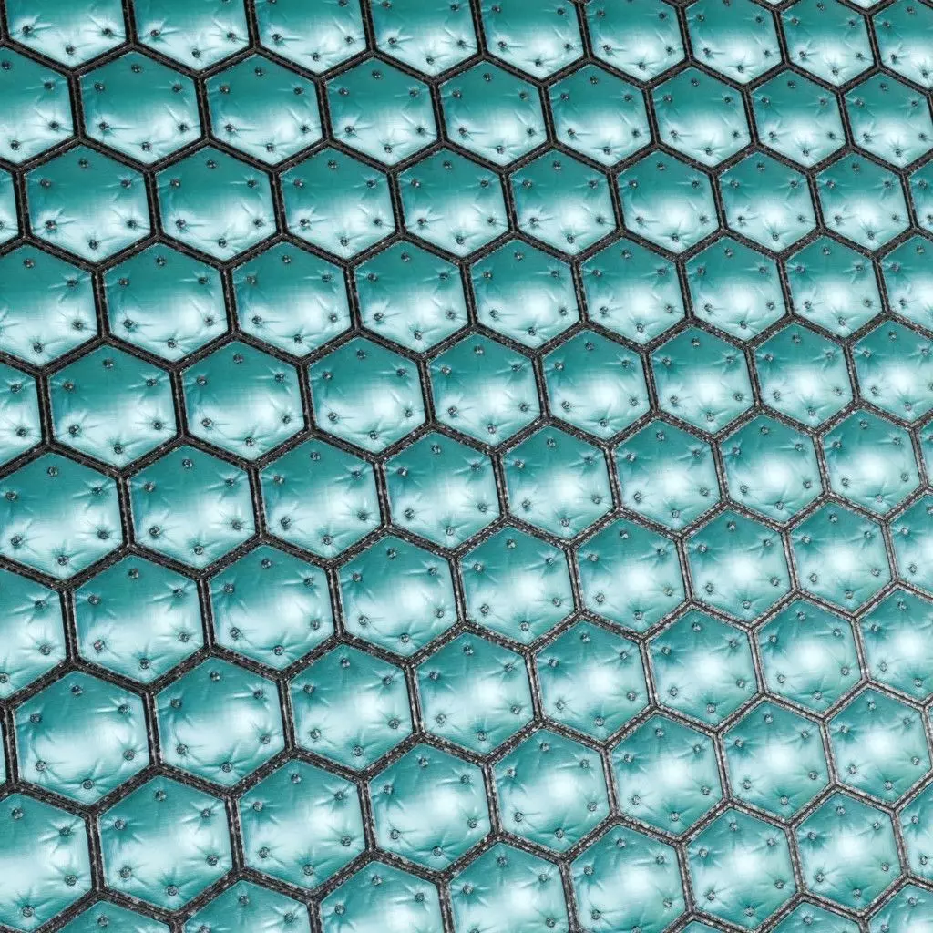 Distressed Hexagonal Tiled Blue and Black Metal PBR Seamless Texture_3