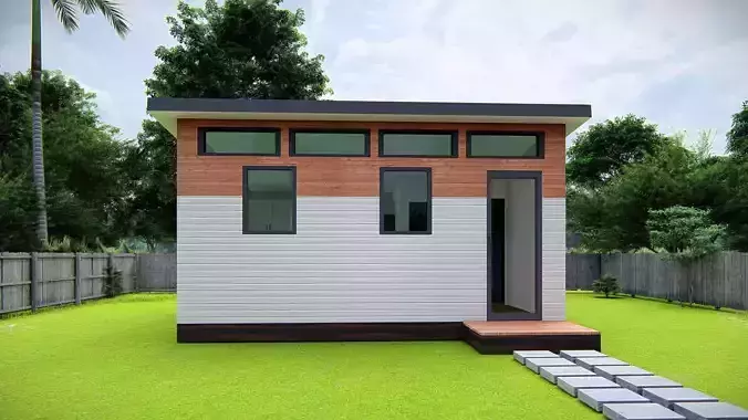 Small Tiny American House 3D Model Modern Minimal design