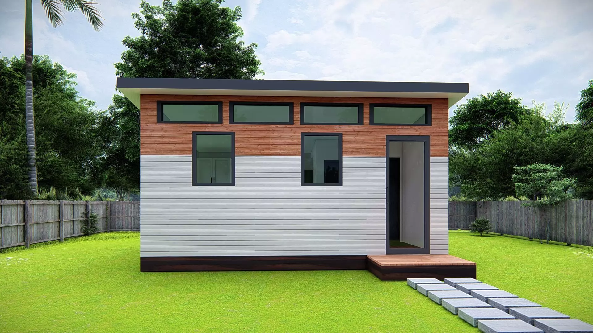 Small Tiny American House 3D Model Modern Minimal design 3D model_0