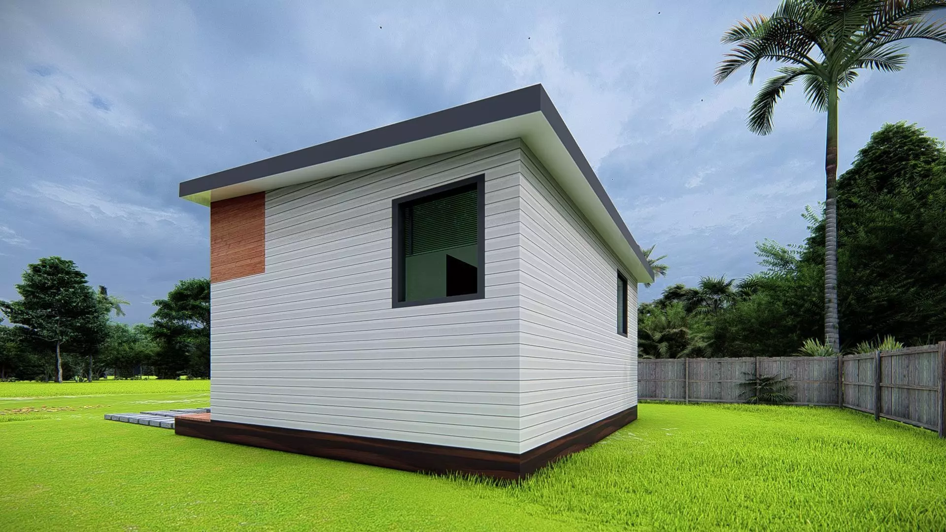 Small Tiny American House 3D Model Modern Minimal design 3D model_3