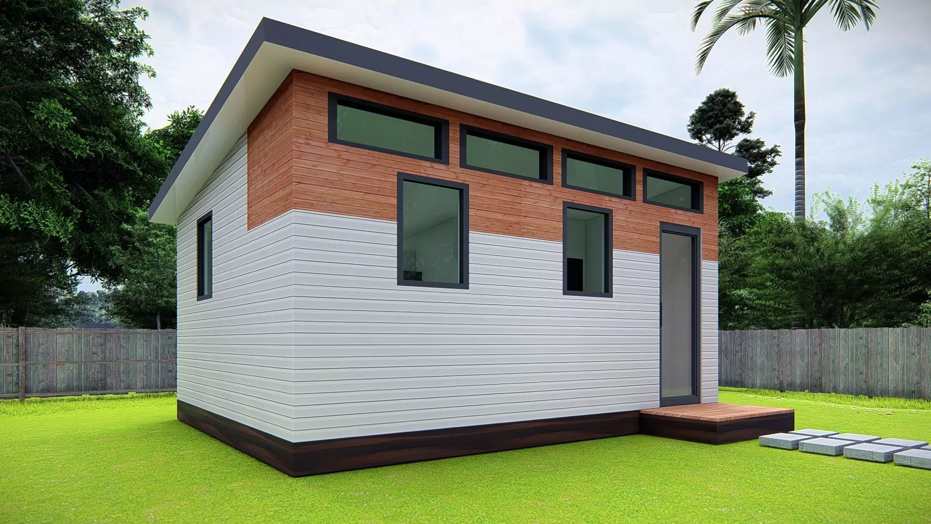 Small Tiny American House 3D Model Modern Minimal design 3D model_1