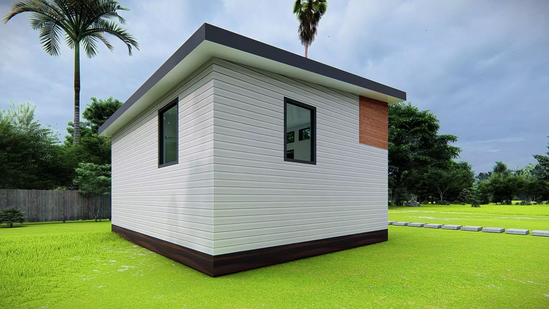 Small Tiny American House 3D Model Modern Minimal design 3D model_2
