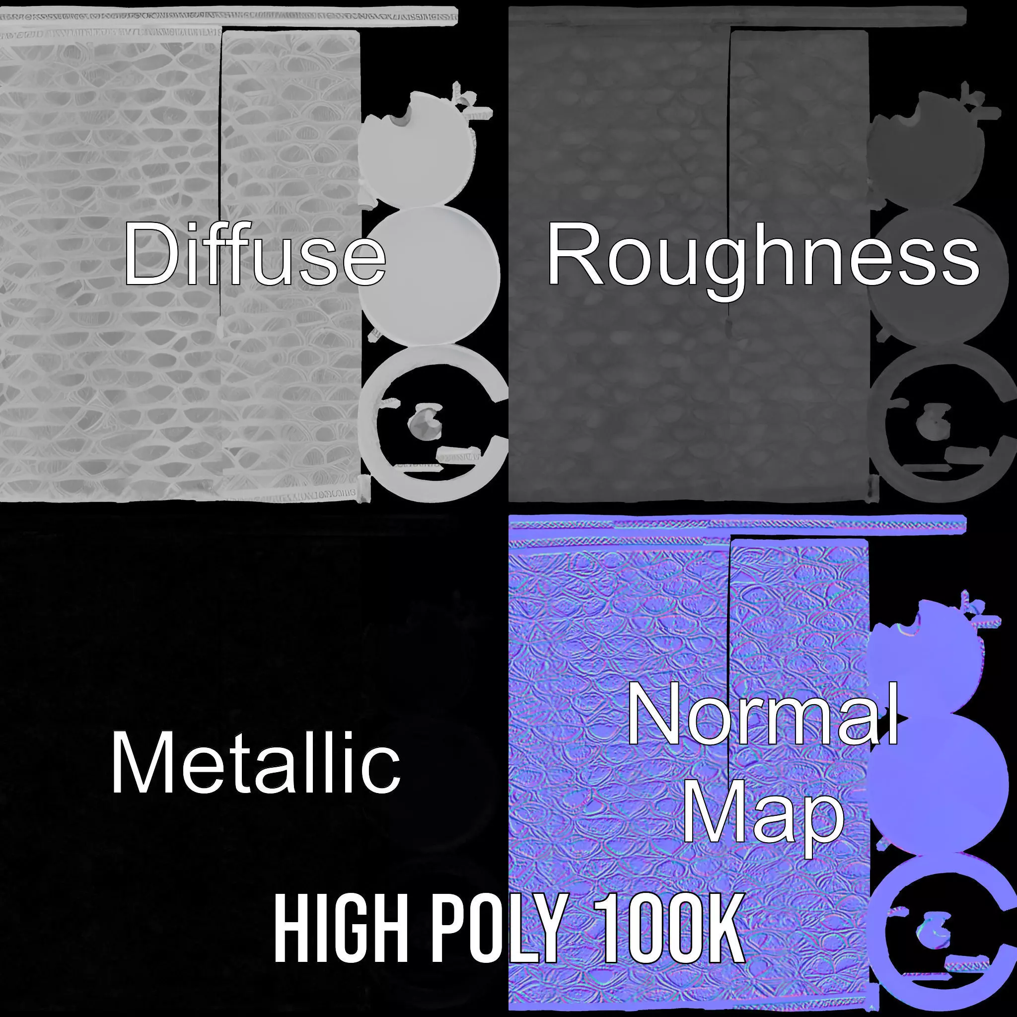 Intricate Silver Cylinder model pack Low-poly 3D model_3