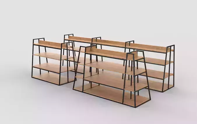 Wooden display shelves