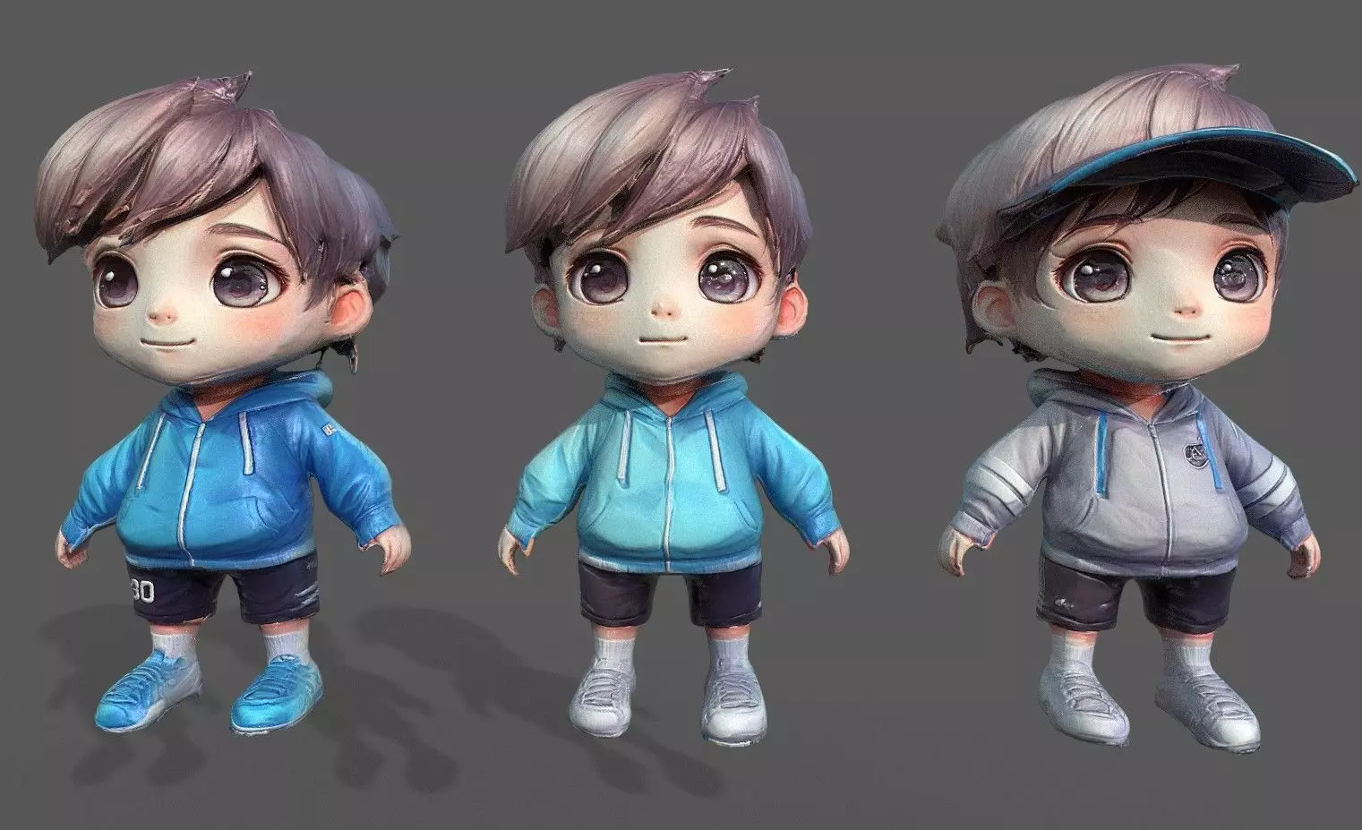 Chibi Adventure Heroes Pack 5 Low-poly 3D model_7