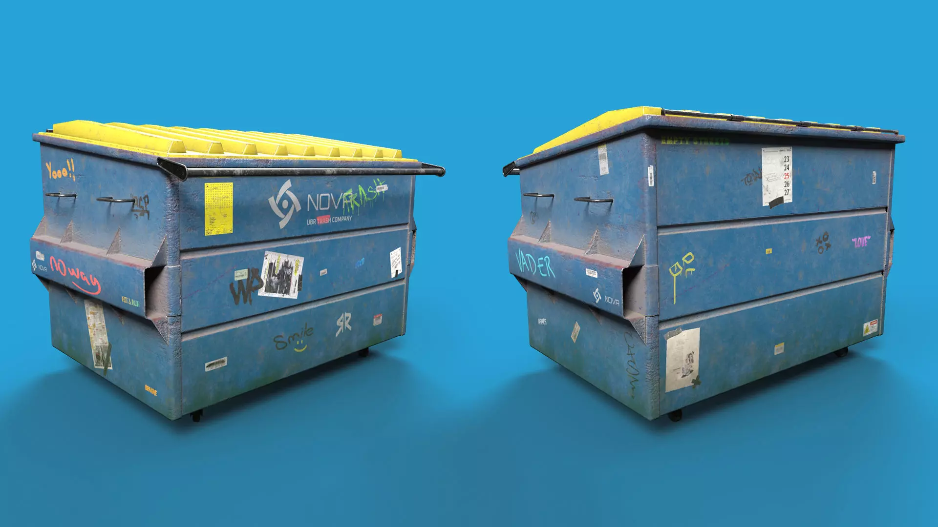 Garbage Bins Low-poly 3D model_0