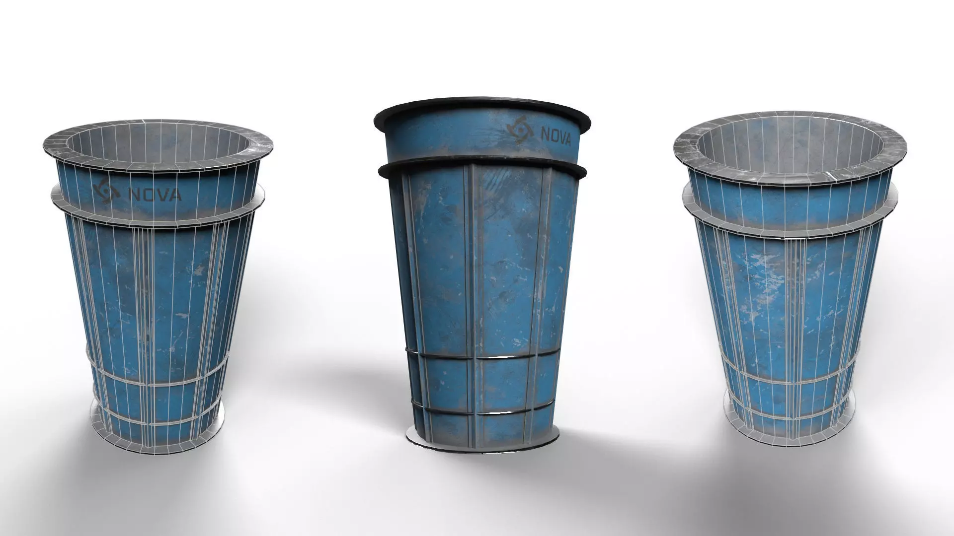 Garbage Bins Low-poly 3D model_11