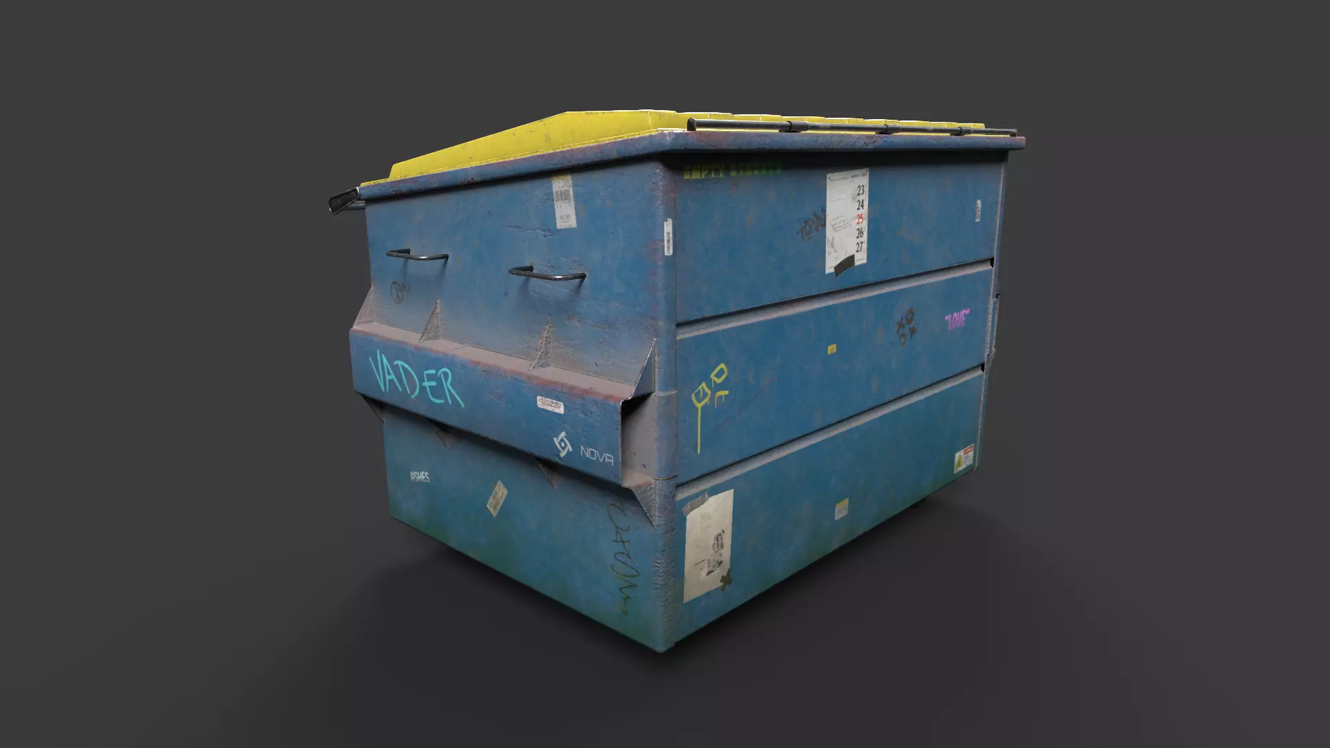 Garbage Bins Low-poly 3D model_5