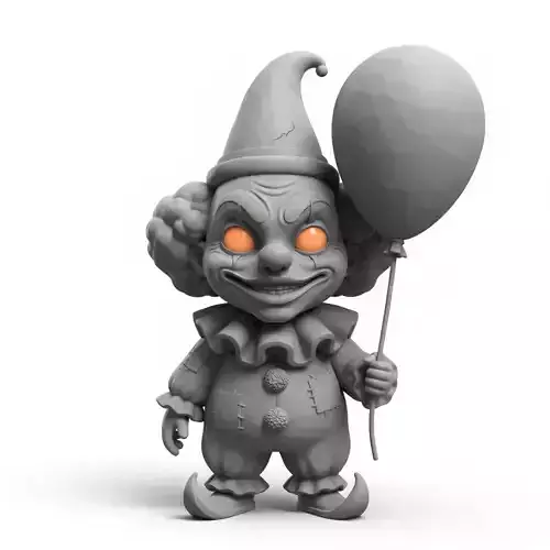 3D Model of Freakish Clown Horror Halloween Creepy Circus Joker