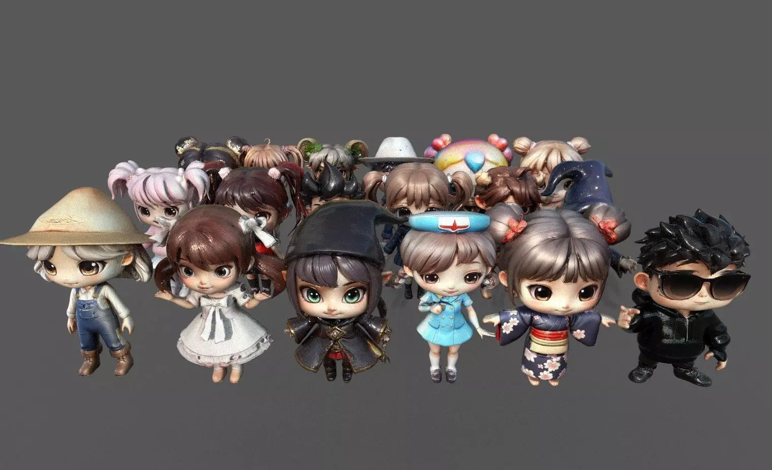 Chibi Adventure Heroes Pack 6 Low-poly 3D model_0