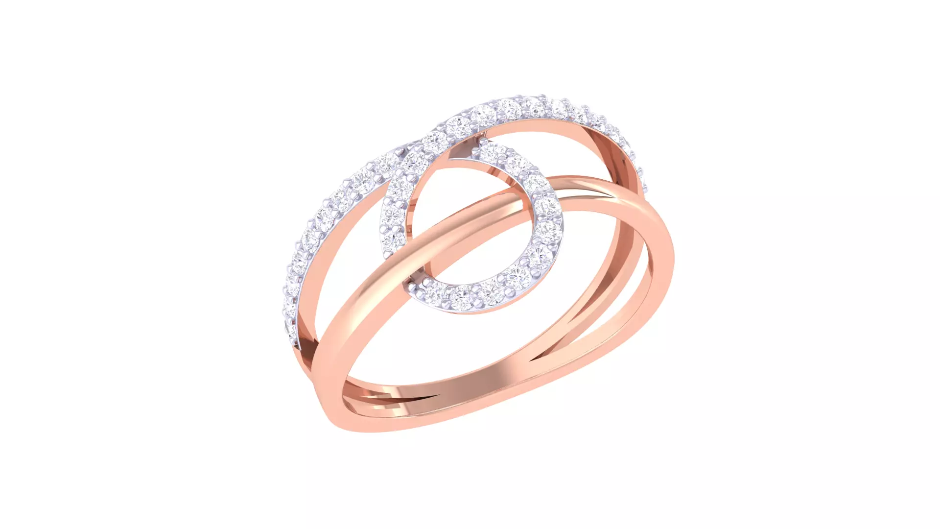 Diamond Infinity Loop Ring 3D Model - Intertwined Crossover Band Free 3D print model